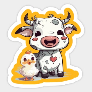 Chicken and cow Sticker